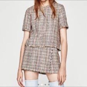 Zara Multicolor Tweed Dress Set  suit short pants and top​​